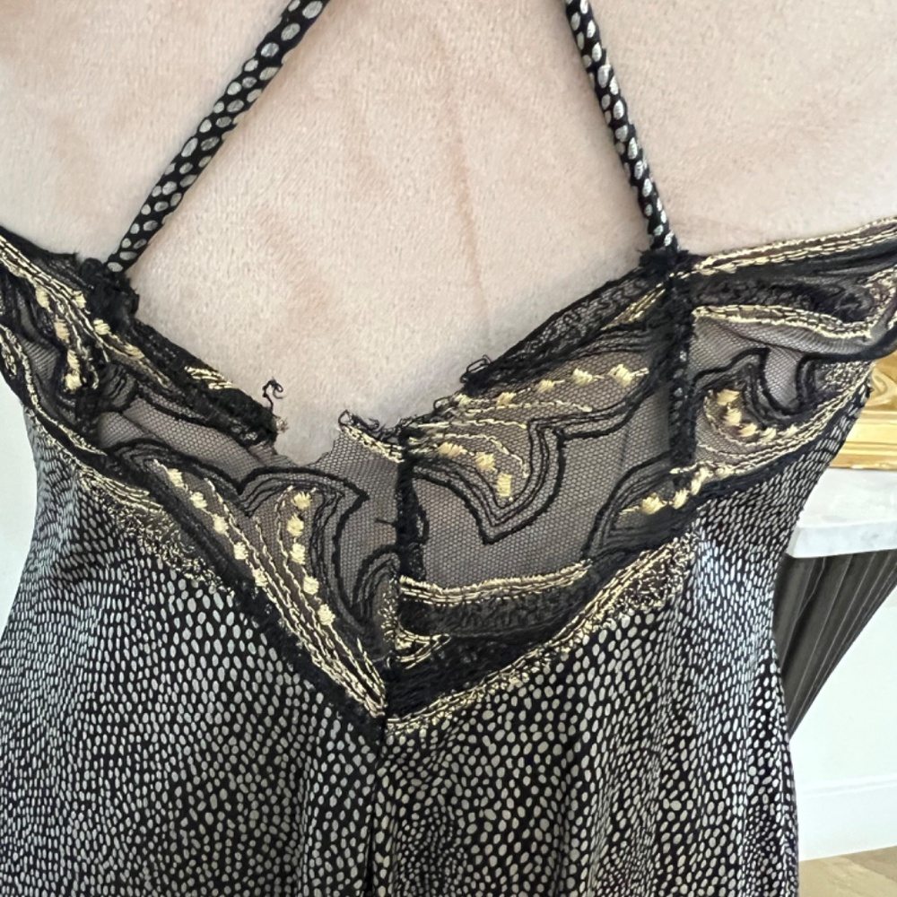 Vintage 1980's Bob Mackie black and pewter dot nightgown- Size Small - Picture 3 of 4